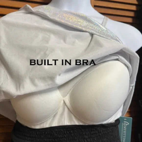 Sparkle High Neck Built in Bra Top 2x NWT - Picture 5 of 5